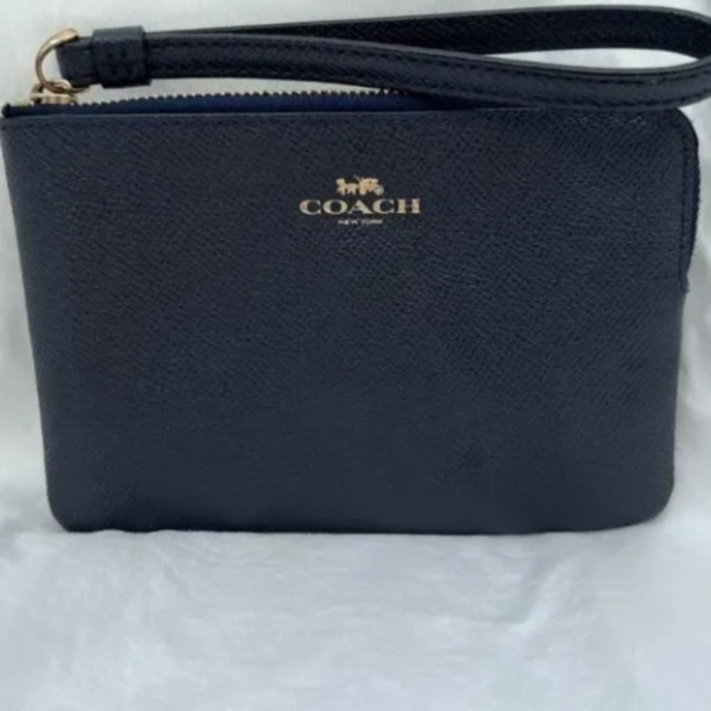 Coach Bubble Leather Wristlet, Navy Blue